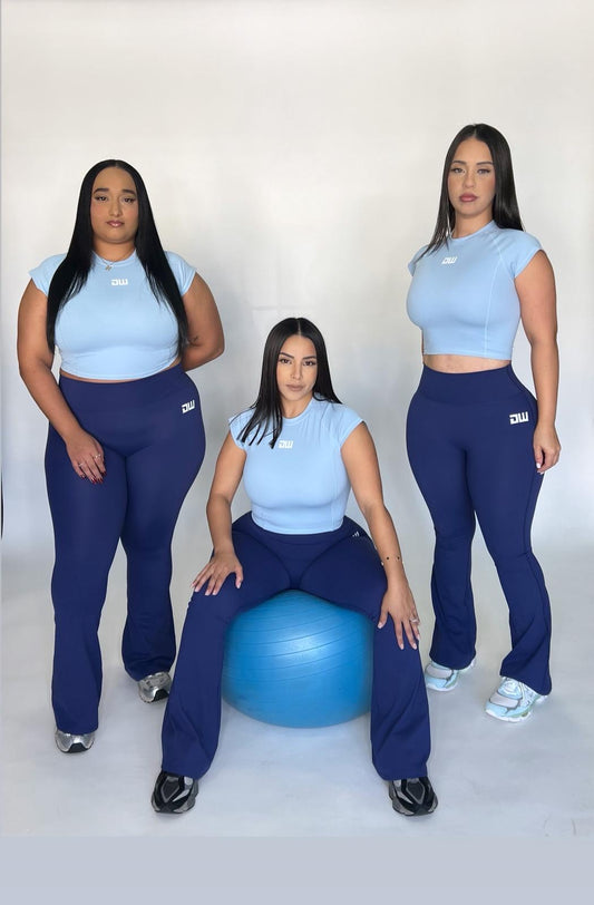 Matching Mix Blue Bellbottom Set