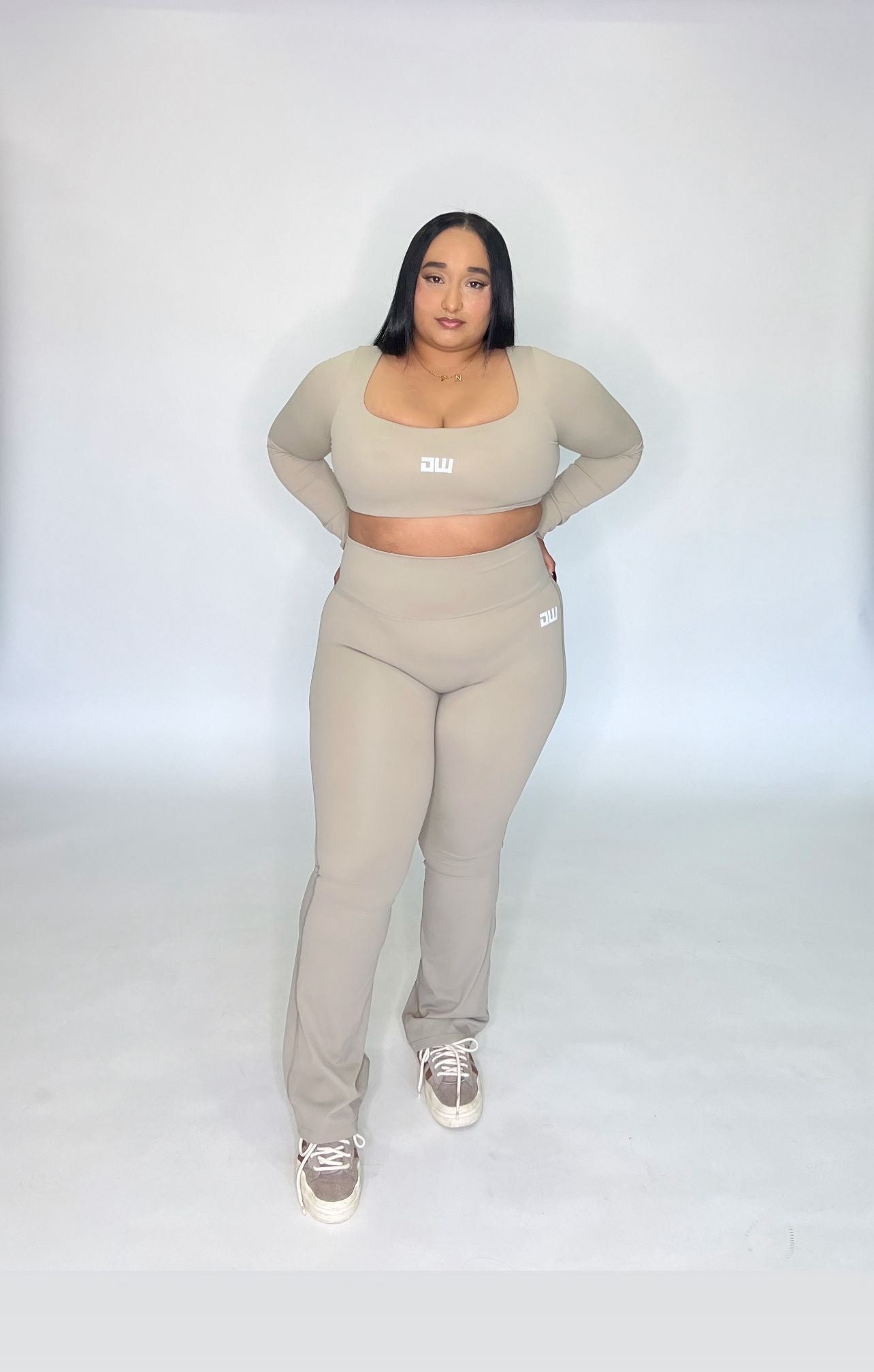 Nude Long-Sleeve Bellbottom Set