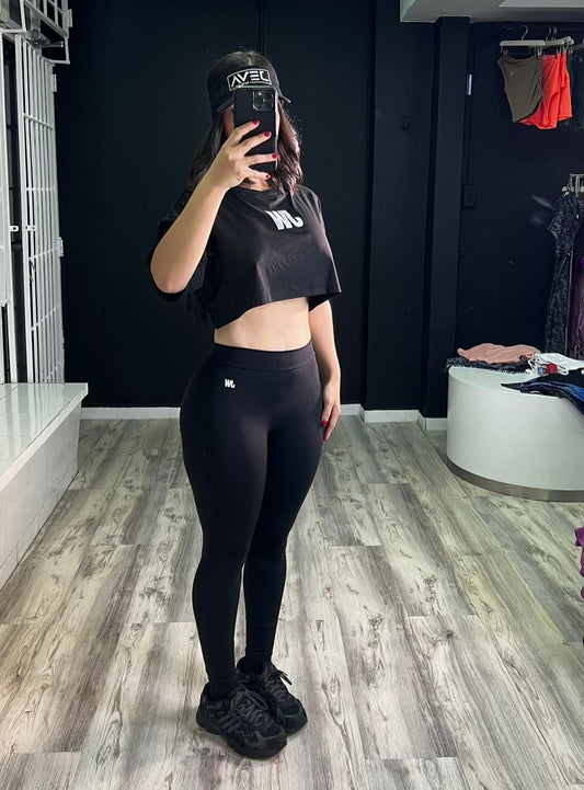 Black Crop Top Set