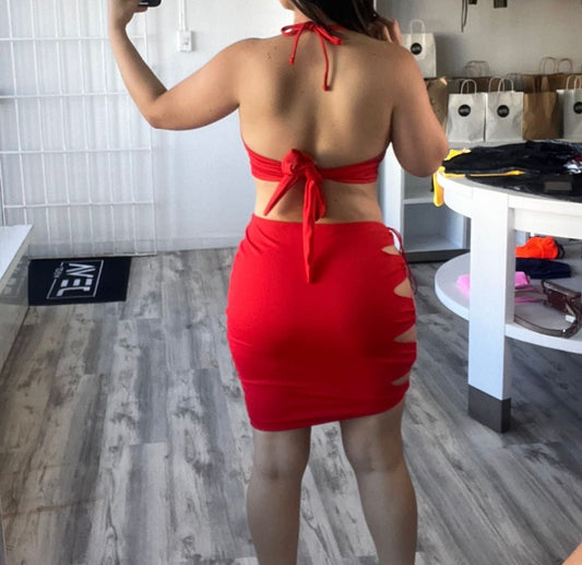 Red Skirt Set