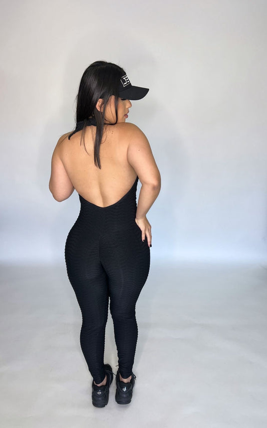 Black Crunch Long Jumpsuit