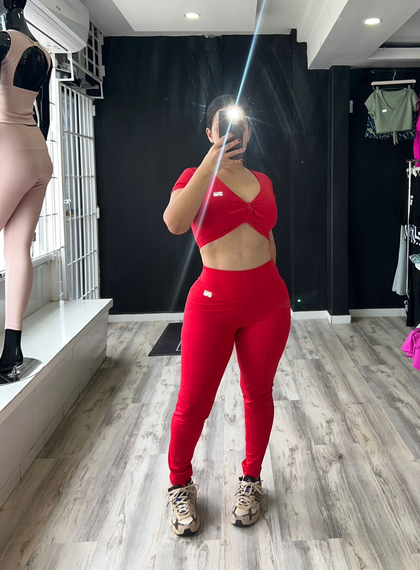 Red Short Sleeve Long Set